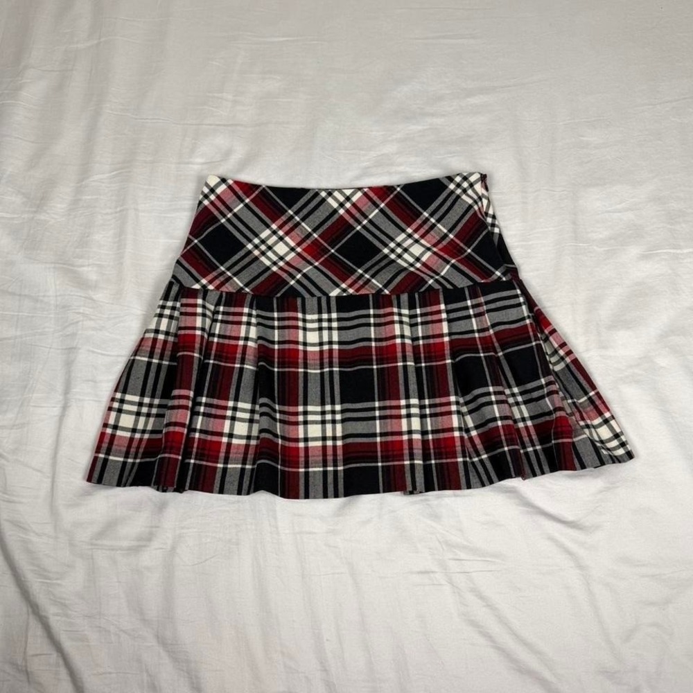 Vintage y2k Necessary Objects red & black plaid mini pleated skirt